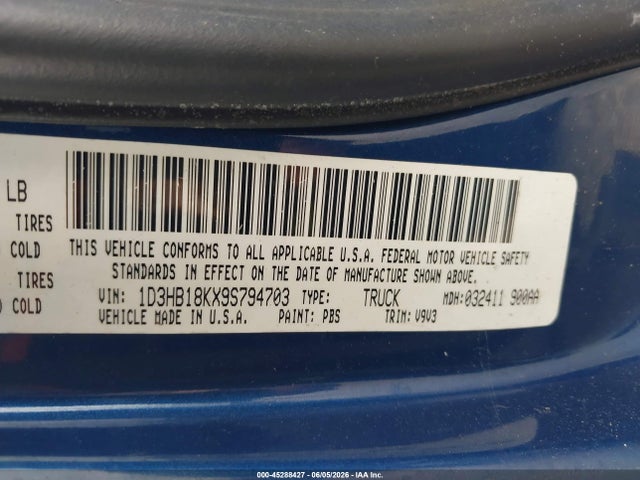 Aukcja sprzedaży 2009 Dodge Ram 1500 St, vin: 1D3HB18KX9S794703, numer aukcji: 45288427
