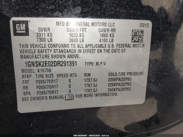 Продаж на аукціоні авто 2013 Chevrolet Tahoe Commercial Fleet, vin: 1GNSK2E02DR291391, номер лоту: 45288497