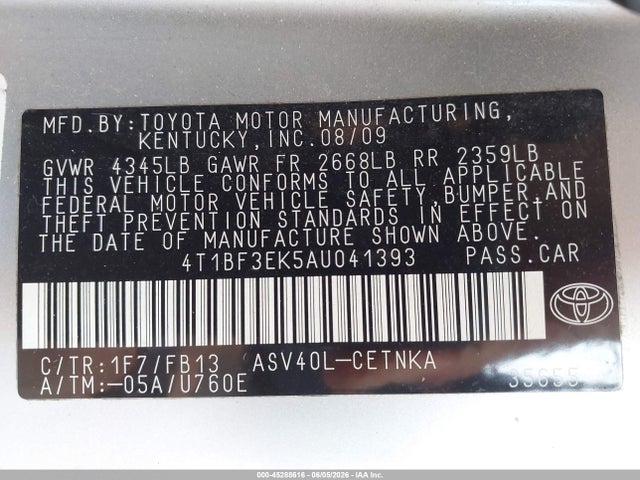 Aukcja sprzedaży 2010 Toyota Camry Le, vin: 4T1BF3EK5AU041393, numer aukcji: 45288616