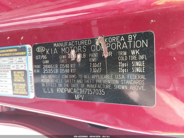 Aukcja sprzedaży 2017 Kia Sportage Lx, vin: KNDPMCAC1H7157035, numer aukcji: 45288668