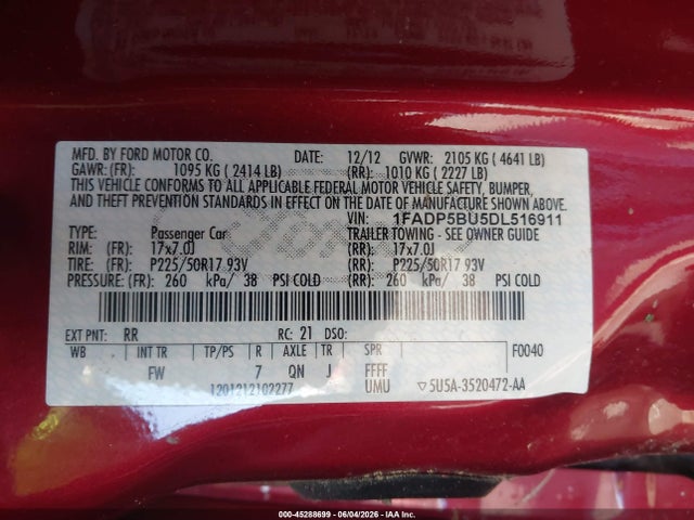 Aukcja sprzedaży 2013 Ford C-max Hybrid Sel, vin: 1FADP5BU5DL516911, numer aukcji: 45288699