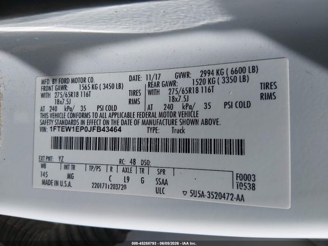 Ford F-150 Xlt 2018 1FTEW1EP0JFB43464 Image 9