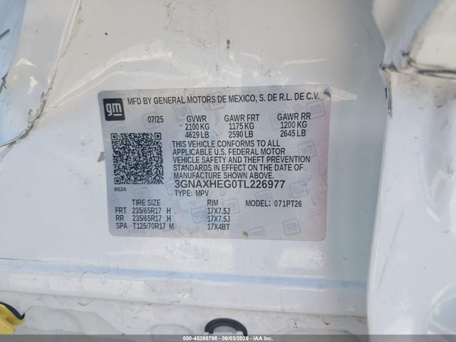 Продажа на аукционе авто 2026 Chevrolet Equinox Fwd Lt, vin: 3GNAXHEG0TL226977, номер лота: 45288798