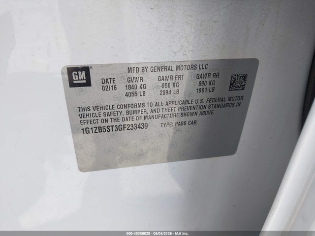 Chevrolet MALIBU LS 2016 1G1ZB5ST3GF233439 Image 9