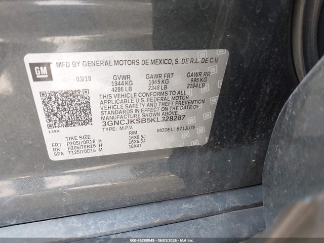 Продаж на аукціоні авто 2019 Chevrolet Trax Ls, vin: 3GNCJKSB5KL328287, номер лоту: 45288849
