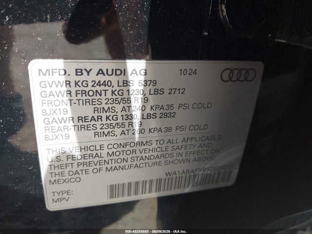 45288860 :رقم المزاد ، WA1ABAFY8S2026204 vin ، 2025 Audi Q5 Premium 40 Tfsi Quattro S Tronic مزاد بيع