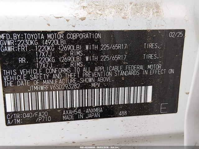 JTMRWRFV6SD293282 Toyota Rav4 Hybrid Xle