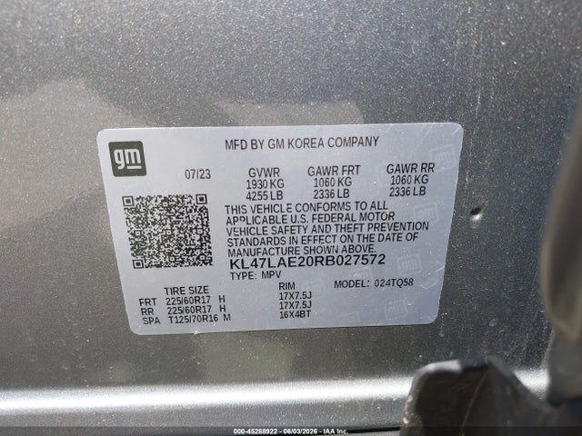 2024 Buick Envista Preferred Fwd მანქანა იყიდება აუქციონზე, vin: KL47LAE20RB027572, აუქციონის ნომერი: 45288922