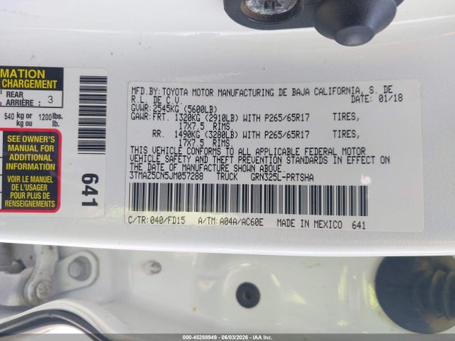 3TMAZ5CN5JM057288 Toyota Tacoma Trd Sport