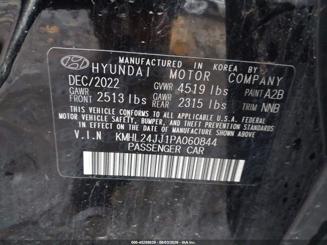 2023 Hyundai Sonata Hybrid Blue მანქანა იყიდება აუქციონზე, vin: KMHL24JJ1PA060844, აუქციონის ნომერი: 45289039