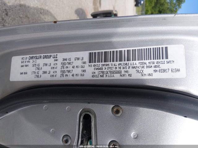 Aukcja sprzedaży 2011 Ram Ram 1500 St, vin: 1D7RB1GK7BS656868, numer aukcji: 45289148