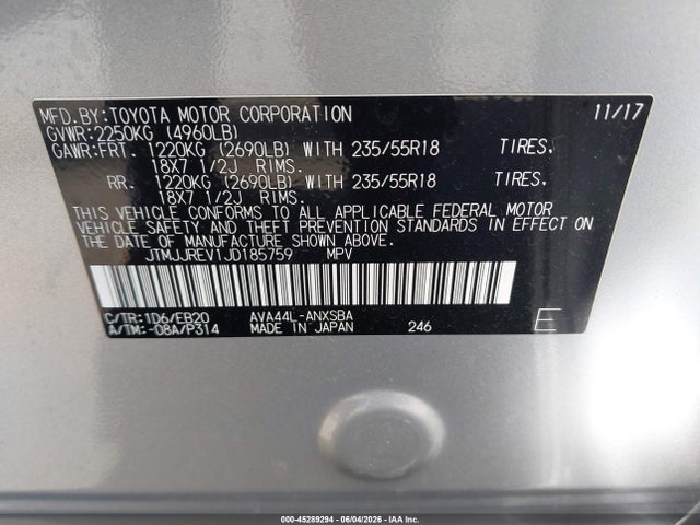JTMJJREV1JD185759 Toyota Rav4 Hybrid Se