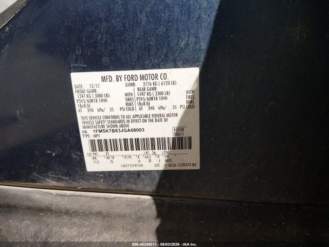 Ford Explorer 2018 1FM5K7B83JGA68003 Image 9