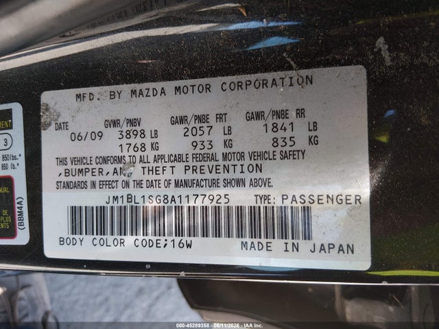 Aukcja sprzedaży 2010 Mazda Mazda3 I Touring, vin: JM1BL1SG8A1177925, numer aukcji: 45289358