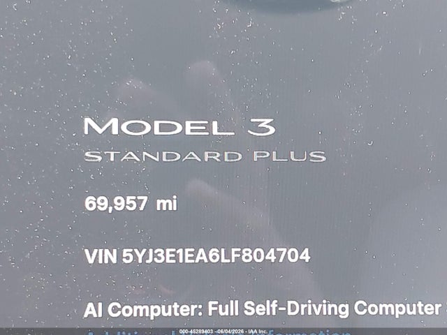 Продажа на аукционе авто 2020 Tesla Model 3 Standard Range Plus Rear-wheel Drive/standard Range Rear-wheel Drive, vin: 5YJ3E1EA6LF804704, номер лота: 45289403