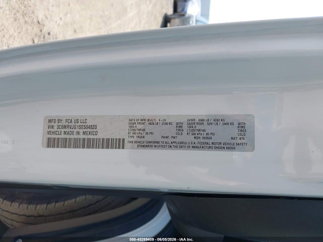 Продаж на аукціоні авто 2025 Ram Promaster 3500 Cargo Van Tradesman High Roof 159 Wb Ext, vin: 3C6MRVJG1SE504820, номер лоту: 45289409