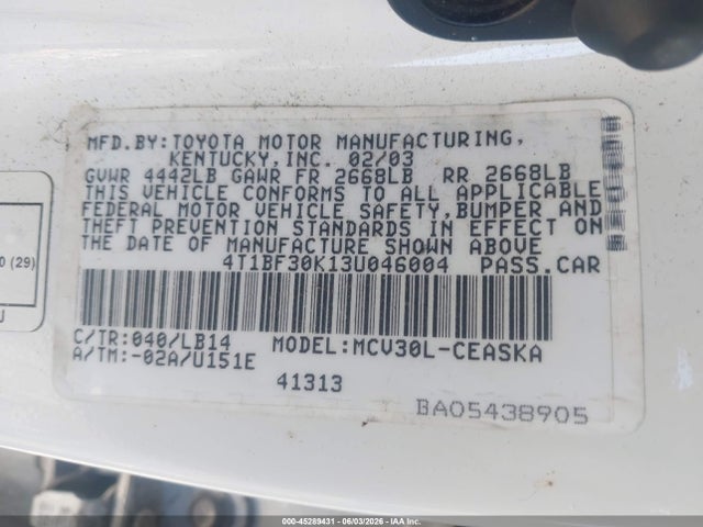 Продажа на аукционе авто 2003 Toyota Camry Se V6, vin: 4T1BF30K13U046004, номер лота: 45289431