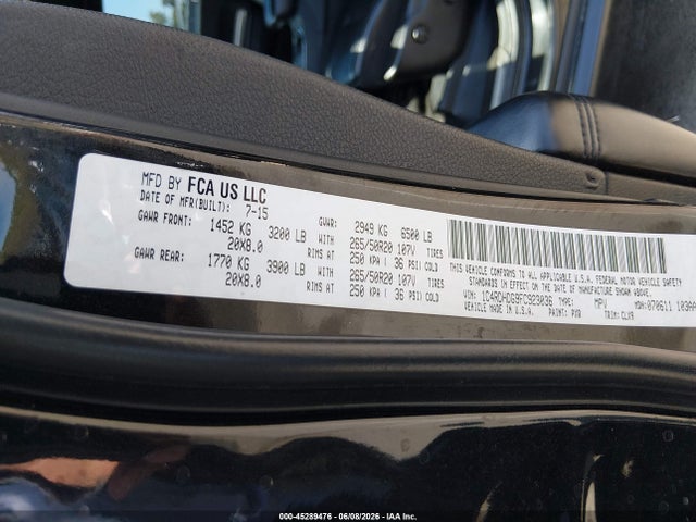 Dodge DURANGO LIMITED 2015 1C4RDHDG9FC923036 Image 9