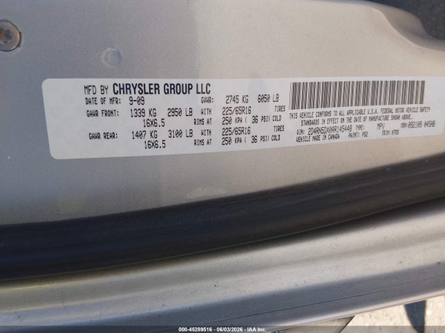 45289516 :رقم المزاد ، 2D4RN5DX0AR145448 vin ، 2010 Dodge Grand Caravan Sxt مزاد بيع