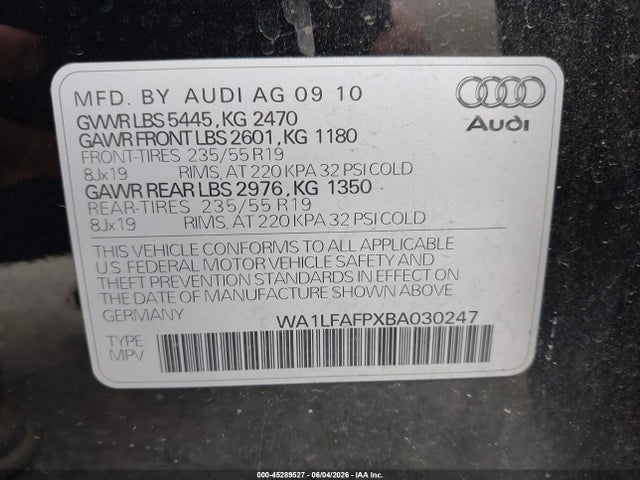 Aukcja sprzedaży 2011 Audi Q5 2.0t Premium, vin: WA1LFAFPXBA030247, numer aukcji: 45289527
