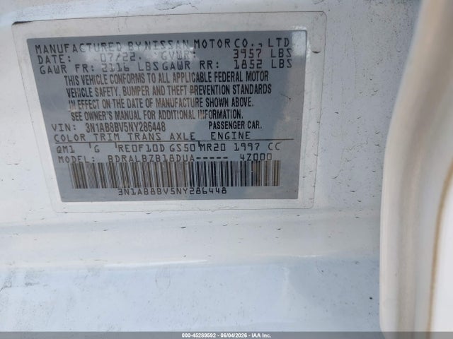 3N1AB8BV5NY286448 Nissan Sentra S Xtronic Cvt