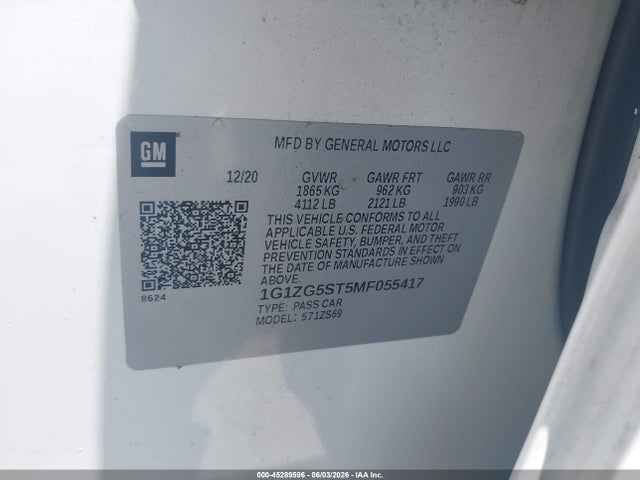 1G1ZG5ST5MF055417 Chevrolet Malibu Fwd Rs