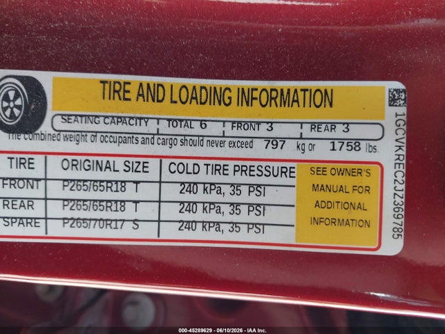 1GCVKREC2JZ369785 Chevrolet Silverado 1500 1lt