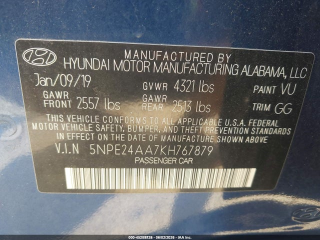 Hyundai SONATA ECO 2019 5NPE24AA7KH767879 Image 9