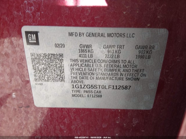 1G1ZG5ST0LF112587 Chevrolet Malibu Fwd Rs