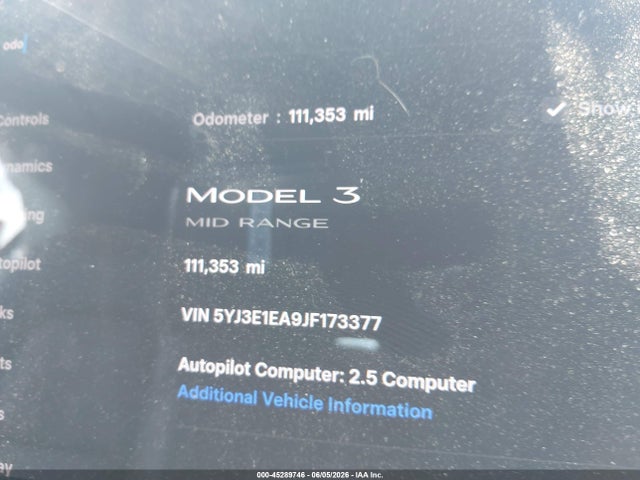 Продажа на аукционе авто 2018 Tesla Model 3 Long Range/mid Range, vin: 5YJ3E1EA9JF173377, номер лота: 45289746