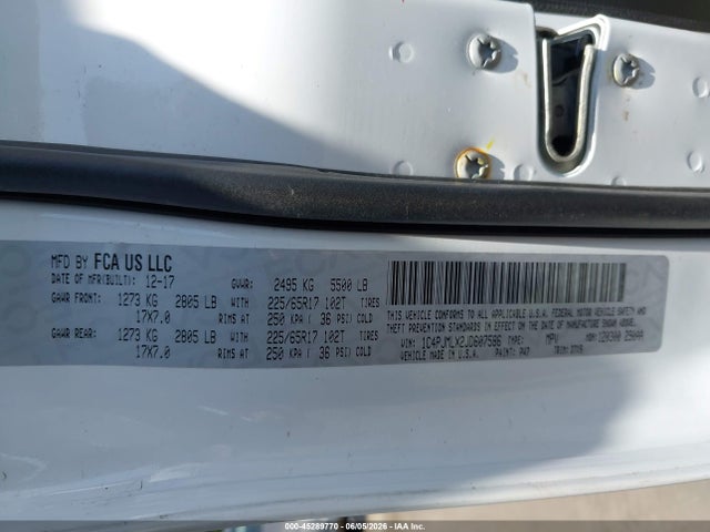 45289770 :رقم المزاد ، 1C4PJMLX2JD607586 vin ، 2018 Jeep Cherokee Latitude Plus 4x4 مزاد بيع