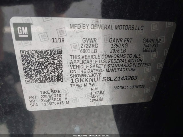 Aukcja sprzedaży 2020 Gmc Acadia Awd Slt, vin: 1GKKNULS6LZ143263, numer aukcji: 45289849