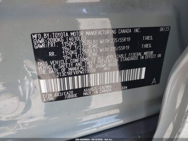 45289854 :رقم المزاد ، 2T3C1RFVXPW279559 vin ، 2023 Toyota Rav4 Xle Premium مزاد بيع