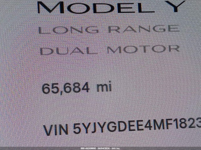 Aukcja sprzedaży 2021 Tesla Model Y Long Range Dual Motor All-wheel Drive, vin: 5YJYGDEE4MF182397, numer aukcji: 45289900