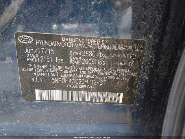 Hyundai Elantra Value Edition 2016 5NPDH4AE6GH712487 Image 9