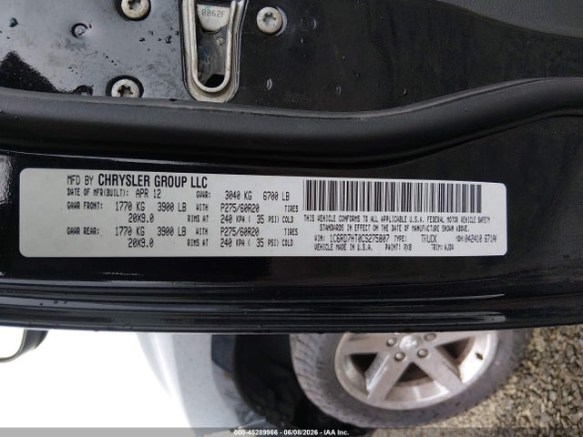 Aukcja sprzedaży 2012 Ram 1500 Sport, vin: 1C6RD7HT0CS275807, numer aukcji: 45289966