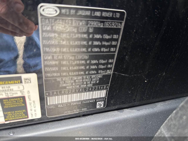 Auction sale of the 2020 Land Rover Discovery Se, vin: SALRG2RVXL2423148, lot number: 45289969