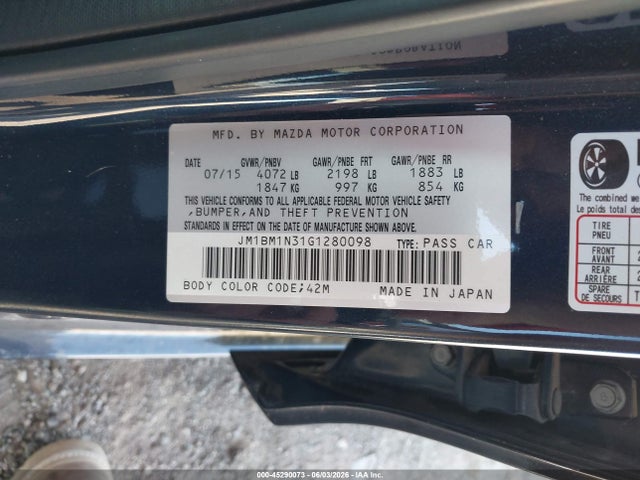 Aukcja sprzedaży 2016 Mazda Mazda3 S Grand Touring, vin: JM1BM1N31G1280098, numer aukcji: 45290073