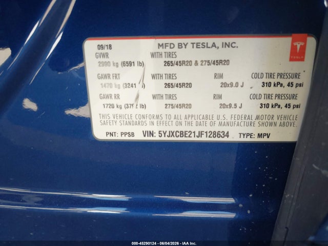 Tesla Model X 100d/75d/p100d 2018 5YJXCBE21JF128634 Image 9