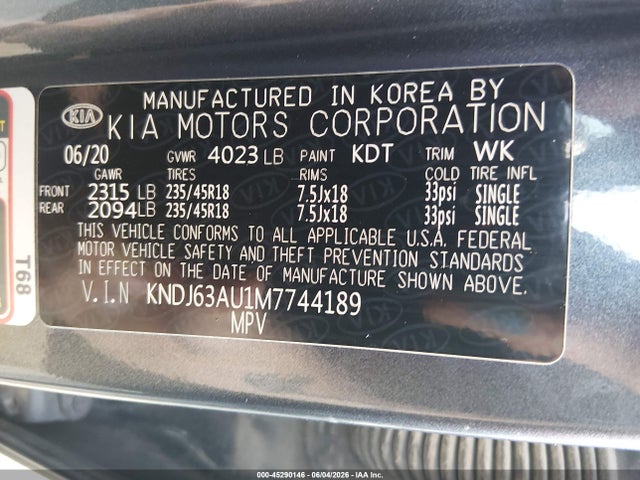 Продажа на аукционе авто 2021 Kia Soul Gt-line, vin: KNDJ63AU1M7744189, номер лота: 45290146