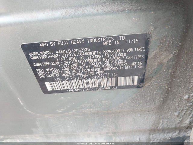 Продаж на аукціоні авто 2016 Subaru Forester 2.5i, vin: JF2SJABC9GH487179, номер лоту: 45290202