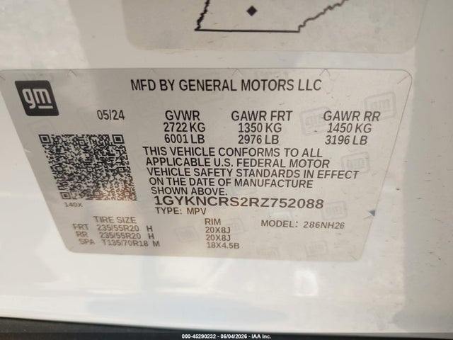 Продаж на аукціоні авто 2024 Cadillac Xt5 Fwd Premium Luxury, vin: 1GYKNCRS2RZ752088, номер лоту: 45290232