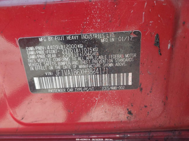 JF1VA1B6XH9834171 Subaru WRX