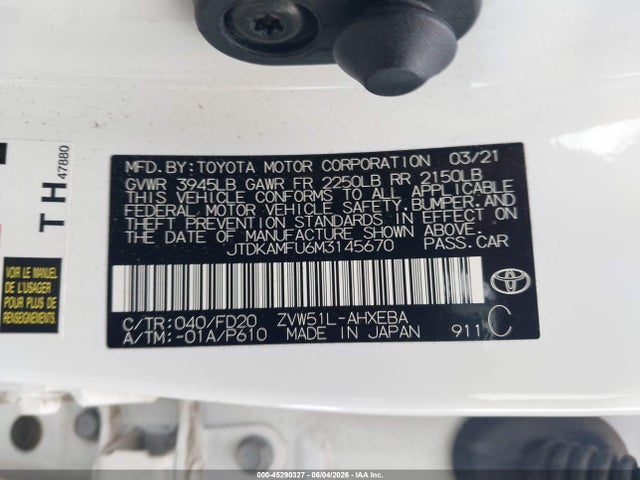 Toyota Prius Le 2021 JTDKAMFU6M3145670 Image 9