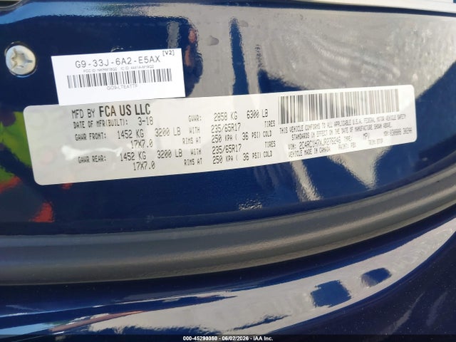 Aukcja sprzedaży 2018 Chrysler Pacifica Hybrid Touring Plus, vin: 2C4RC1H7XJR276246, numer aukcji: 45290350