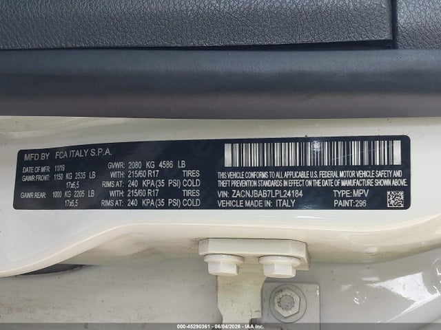 ZACNJBAB7LPL24184 Jeep Renegade Upland 4x4