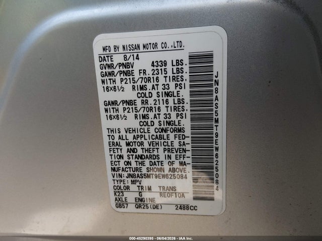 Nissan Rogue Select S 2014 JN8AS5MT9EW625084 Image 9