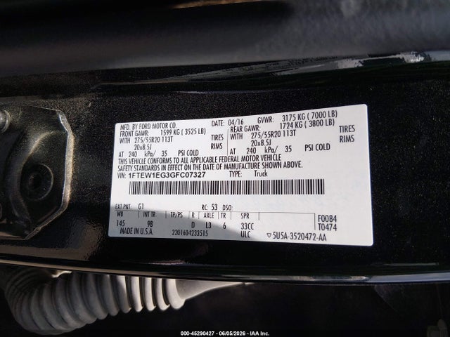 Ford F-150 Platinum 2016 1FTEW1EG3GFC07327 Image 9