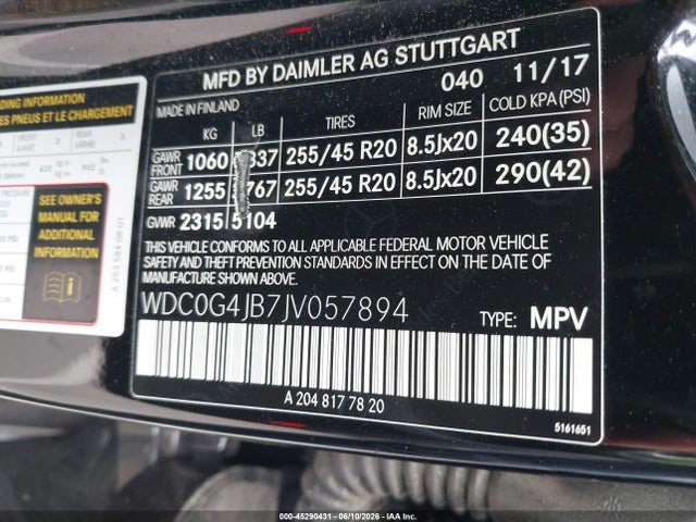 Продажа на аукционе авто 2018 Mercedes-benz Glc 300, vin: WDC0G4JB7JV057894, номер лота: 45290431