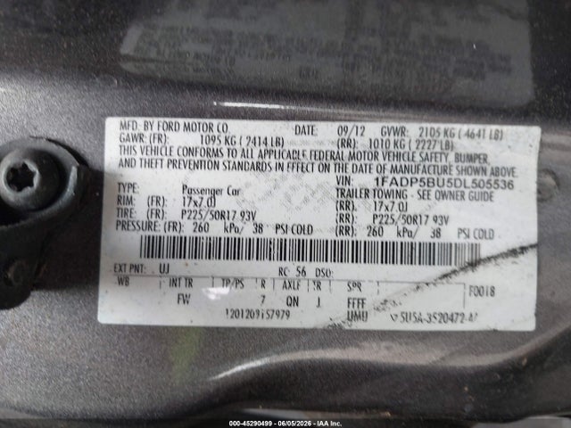 Aukcja sprzedaży 2013 Ford C-max Hybrid Sel, vin: 1FADP5BU5DL505536, numer aukcji: 45290499